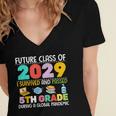 Future Class Of 2029 I Survived Passed 5th Grade Graduation Women's Jersey Short Sleeve Deep V-Neck Tshirt