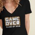 Game Over Class Of 2018 Graduation Shirt Women's Jersey Short Sleeve Deep V-Neck Tshirt