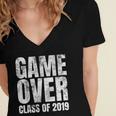Game Over Class Of 2019 Graduation Senior T-Shirt Women's Jersey Short Sleeve Deep V-Neck Tshirt