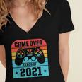 Game Over Class Of 2021 Shirt Students Graduation Women's Jersey Short Sleeve Deep V-Neck Tshirt