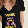 Gamer Girl Graduate Shirt Girls Kids Gamer Graduation Women's Jersey Short Sleeve Deep V-Neck Tshirt