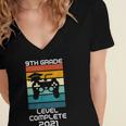 Gamer Graduation 2021 Retro 9th Grade Level Complete Women's Jersey Short Sleeve Deep V-Neck Tshirt