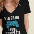 Gamer Graduation 5th Grade Level Complete Video Games Boys Women's Jersey Short Sleeve Deep V-Neck Tshirt