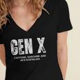 Gen X Caffeine Sarcasm 90s Nostalgia Men Women Graphic Women's Jersey Short Sleeve Deep V-Neck Tshirt