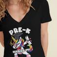 Girls Dabbing Unicorn Pre-K PreSchool Nailed It Graduation Women's Jersey Short Sleeve Deep V-Neck Tshirt
