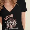 Good Girls Read Dirty Books Smutty Book Merch I Dont Watch Women's Jersey Short Sleeve Deep V-Neck Tshirt