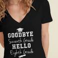 Goodbye 7th Grade Hello 8th Grade Graduation Women's Jersey Short Sleeve Deep V-Neck Tshirt