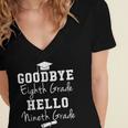 Goodbye 8th Grade Hello 9th Grade Graduation Women's Jersey Short Sleeve Deep V-Neck Tshirt