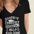 Goodbye Elementary School Graduation Hello Middle School Women's Jersey Short Sleeve Deep V-Neck Tshirt
