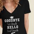 Goodbye First Grade Hello Second Grade Graduation Women's Jersey Short Sleeve Deep V-Neck Tshirt