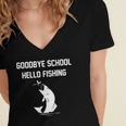 Goodbye School Hello Fishing Graduation T-Shirt Women's Jersey Short Sleeve Deep V-Neck Tshirt