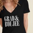 Grad And Boujee Graduation High School College Fun Women's Jersey Short Sleeve Deep V-Neck Tshirt