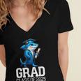 Grad Class Of 2025 Boys Shark Graduation Graduated Women's Jersey Short Sleeve Deep V-Neck Tshirt