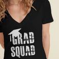 Grad Squad Graduate Graduation T-Shirt Graduation Idea Women's Jersey Short Sleeve Deep V-Neck Tshirt