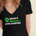 Grade 5 Level Achieved Video Gamer 5th Grade Graduation Women's Jersey Short Sleeve Deep V-Neck Tshirt