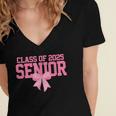 Graduate 2025 Class Of 2025 Senior Coquette Bow Graduation Women's Jersey Short Sleeve Deep V-Neck Tshirt