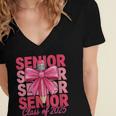 Graduate 2025 For Senior 2025 Graduation Coquette Pink Bow Women's Jersey Short Sleeve Deep V-Neck Tshirt