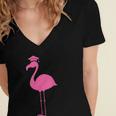 Graduate Cute Pink Flamingo Graduation Women's Jersey Short Sleeve Deep V-Neck Tshirt