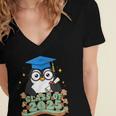 Graduate Penguin Class Of 2025 Kids Graduation Women's Jersey Short Sleeve Deep V-Neck Tshirt
