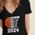 Graduate Senior Class Of 2024 Basketball Player Graduation Women's Jersey Short Sleeve Deep V-Neck Tshirt