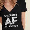 Graduated AF 2018 Senior Graduation Shirt Women's Jersey Short Sleeve Deep V-Neck Tshirt