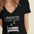 I Graduated Can I Go Back To Bed Now Funny Lazy Graduation Women's Jersey Short Sleeve Deep V-Neck Tshirt