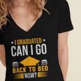 I Graduated Can I Go Back To Bed Now Graduation College Women's Jersey Short Sleeve Deep V-Neck Tshirt