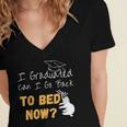 I Graduated Can I Go Back To Bed Now Graduation Sloth Women's Jersey Short Sleeve Deep V-Neck Tshirt