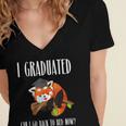 I Graduated Can I Go Back To Bed Sleepy Red Panda Graduation Women's Jersey Short Sleeve Deep V-Neck Tshirt