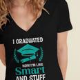 I Graduated Smart Graduation Student College University Women's Jersey Short Sleeve Deep V-Neck Tshirt
