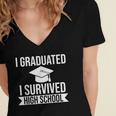 I Graduated I Survived High School Graduation Women's Jersey Short Sleeve Deep V-Neck Tshirt