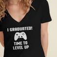I Graduated Time To Level Up Graduation T-Shirt Women's Jersey Short Sleeve Deep V-Neck Tshirt