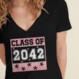 Graduating Class Of 2042 First Day Of School 2042 Graduation Women's Jersey Short Sleeve Deep V-Neck Tshirt