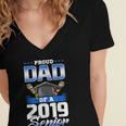 Graduation 2019 TShirt Proud Dad Of Senior Women's Jersey Short Sleeve Deep V-Neck Tshirt