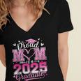 Graduation 2025 Proud Mom Of 2025 Graduate Floral Women Women's Jersey Short Sleeve Deep V-Neck Tshirt