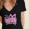 Graduation 2027 Senior 2027 Class Of 2027 Coquette Pink Girl Women's Jersey Short Sleeve Deep V-Neck Tshirt