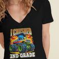Graduation 2nd Grade Monster Truck Boys I Crushed Grad Women's Jersey Short Sleeve Deep V-Neck Tshirt