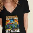 Graduation 3rd Grade Monster Truck Boys I Crushed Grad Women's Jersey Short Sleeve Deep V-Neck Tshirt