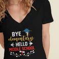 Graduation Bye Elementary Hello Middle School Graduate Women's Jersey Short Sleeve Deep V-Neck Tshirt