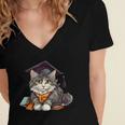 Graduation Cat Graduation Present For Graduate Grad Women's Jersey Short Sleeve Deep V-Neck Tshirt
