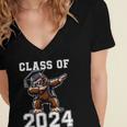 Graduation Class Of 2024 Bigfoot Graduated Seniors 2024 Women's Jersey Short Sleeve Deep V-Neck Tshirt