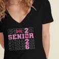 Graduation Class Of 2026 Senior 2026 Pink Bow Coquette Women's Jersey Short Sleeve Deep V-Neck Tshirt