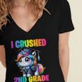 Graduation I Crushed 2nd Grade Unicorn Girls Grad Magical Women's Jersey Short Sleeve Deep V-Neck Tshirt