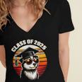 Graduation Day 2025 Graduate Class School Degree College Dog Women's Jersey Short Sleeve Deep V-Neck Tshirt