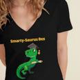 Graduation Dinosaur Smarty Saurus Rex Diploma Dinosaur Women's Jersey Short Sleeve Deep V-Neck Tshirt