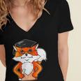 Graduation Fox School Bachelor Master Doctor Study Women's Jersey Short Sleeve Deep V-Neck Tshirt