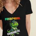 Graduation Preschool DinosaurRex Crushed It Boys Grad Women's Jersey Short Sleeve Deep V-Neck Tshirt
