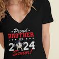 Graduation Proud Brother Of A 2024 Senior Baseball Player Women's Jersey Short Sleeve Deep V-Neck Tshirt
