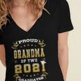 Graduation Proud Grandma Of Two 2021 Graduates High School Women's Jersey Short Sleeve Deep V-Neck Tshirt