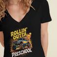 Graduation Rollin' Outta Preschool Monster Truck Boys Pre-K Women's Jersey Short Sleeve Deep V-Neck Tshirt